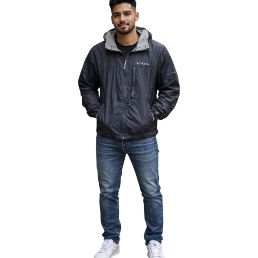 Columbia Men's  Jacket Windbreaker Rain. Navi And Gray Colorway. Size S.